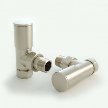 Milan Angled Satin Nickel Radiator Valves (Pair)